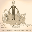 Cartoon: U.S. Biotechnology & Biomanufacturing Initiative, conceived by Phil Ness, drawn by Reeve, 2022.